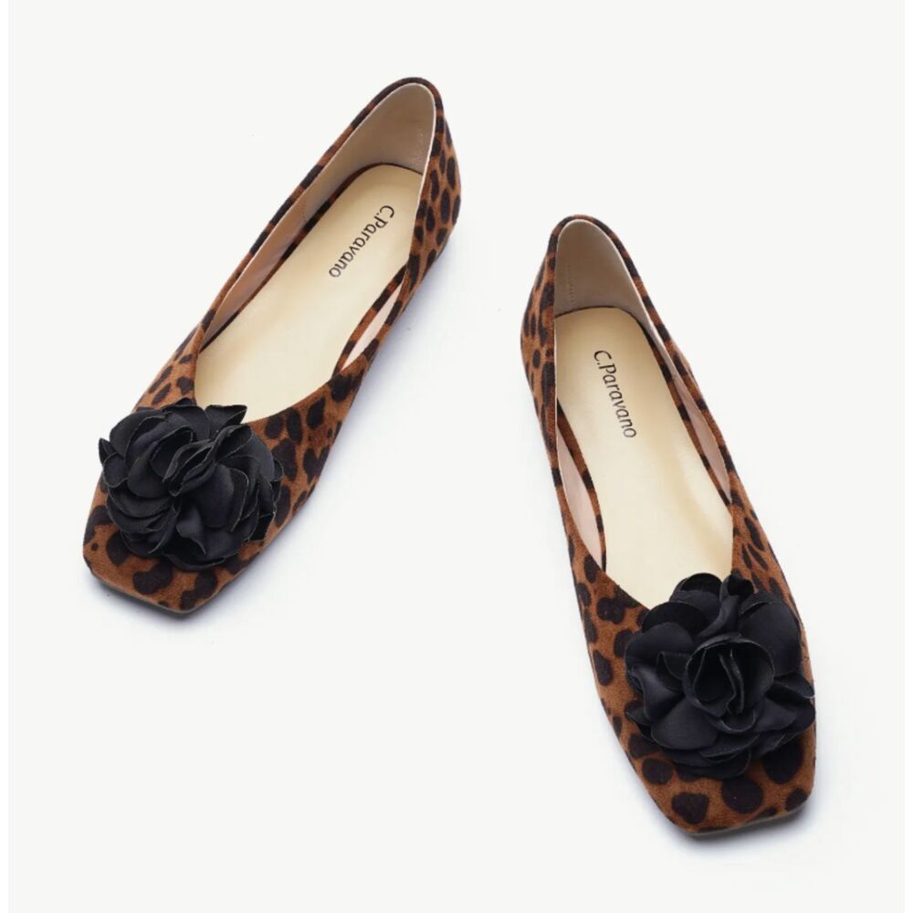 C Paravano Leopard Flower Ballerina Flats (Eva) - 40.5